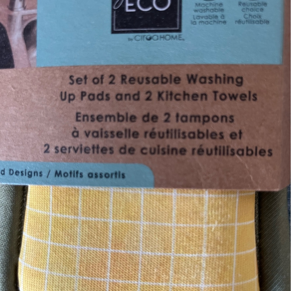Eco & Crofton - SET Washing Pads & Kitchen Towels & Lemon Cutting Board - Picture 2 of 5